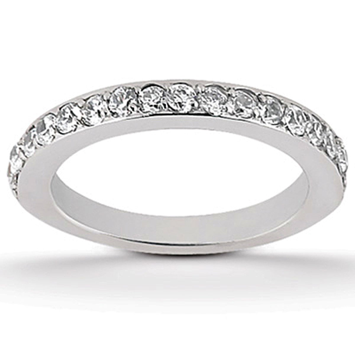 14k White Gold Pave Diamond Wedding Ring Band Set 1/2 Around Bids.com