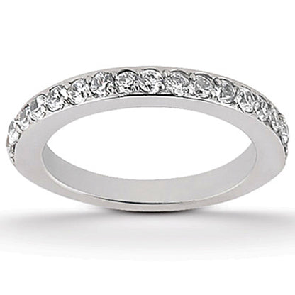 14k White Gold Pave Diamond Wedding Ring Band Set 1/2 Around Bids.com