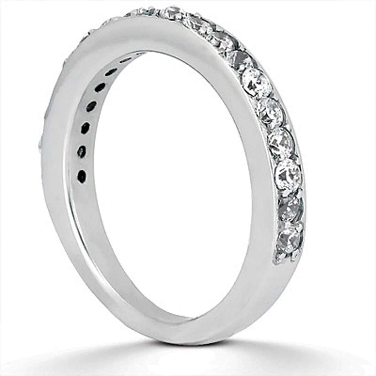 14k White Gold Pave Diamond Wedding Ring Band Set 1/2 Around Bids.com