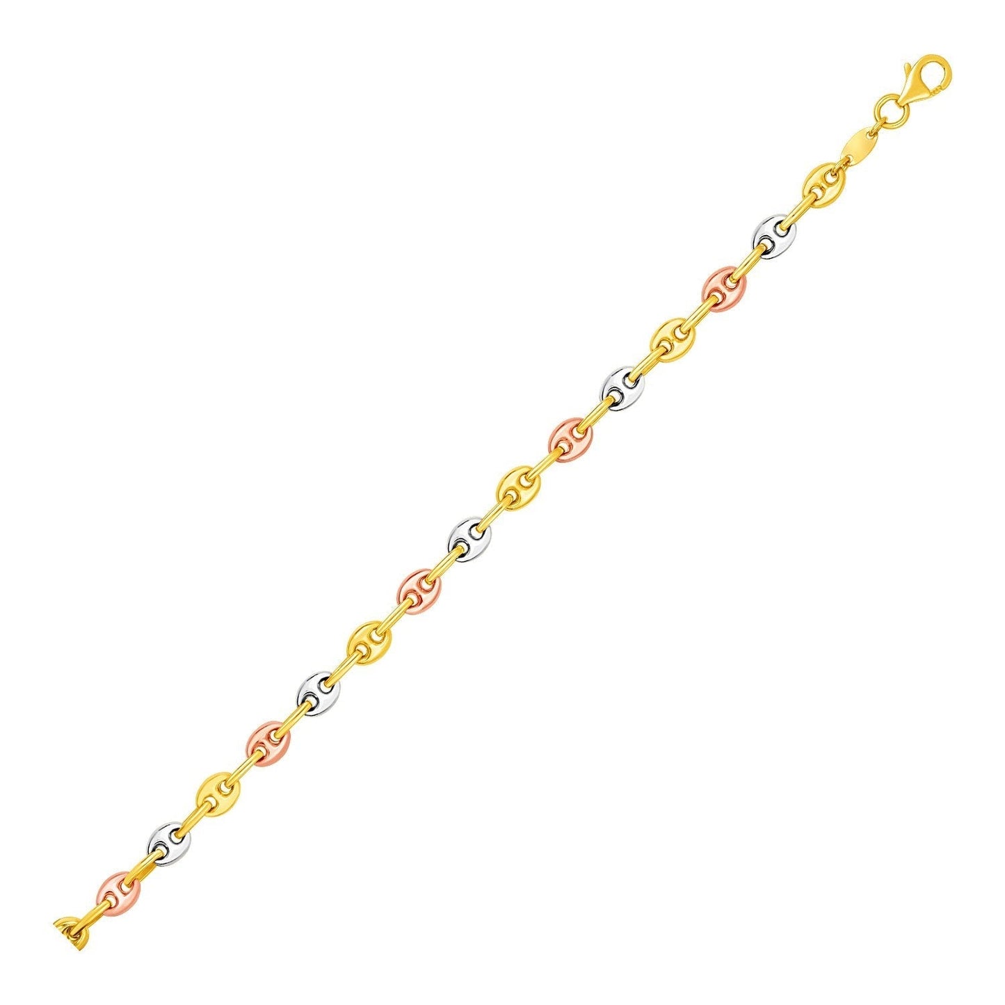14k Tri Color Gold Mariner Link Anklet Bids.com