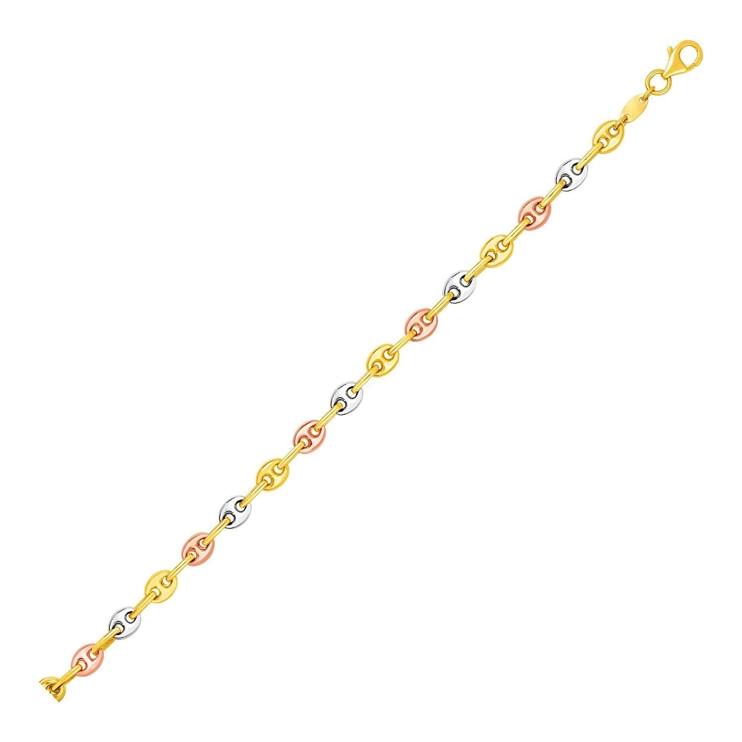 14k Tri Color Gold Mariner Link Anklet Bids.com