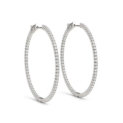 14k White Gold Slim Two Sided Diamond Hoop Earrings (1 1/2 cttw) Bids.com