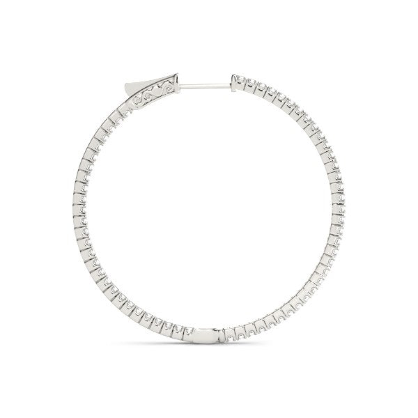 14k White Gold Slim Two Sided Diamond Hoop Earrings (1 1/2 cttw) Bids.com