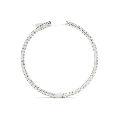 14k White Gold Slim Two Sided Diamond Hoop Earrings (1 1/2 cttw) Bids.com