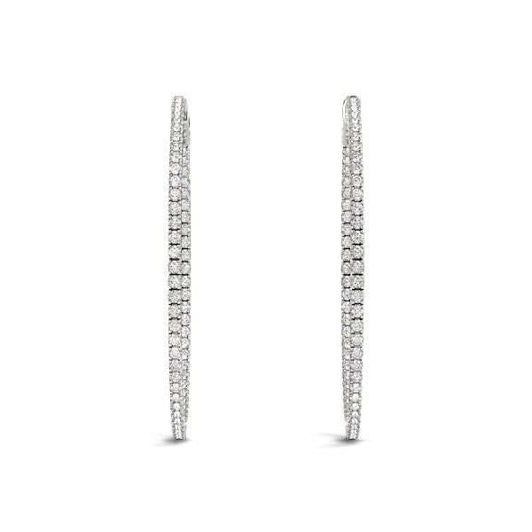 14k White Gold Slim Two Sided Diamond Hoop Earrings (1 1/2 cttw) Bids.com