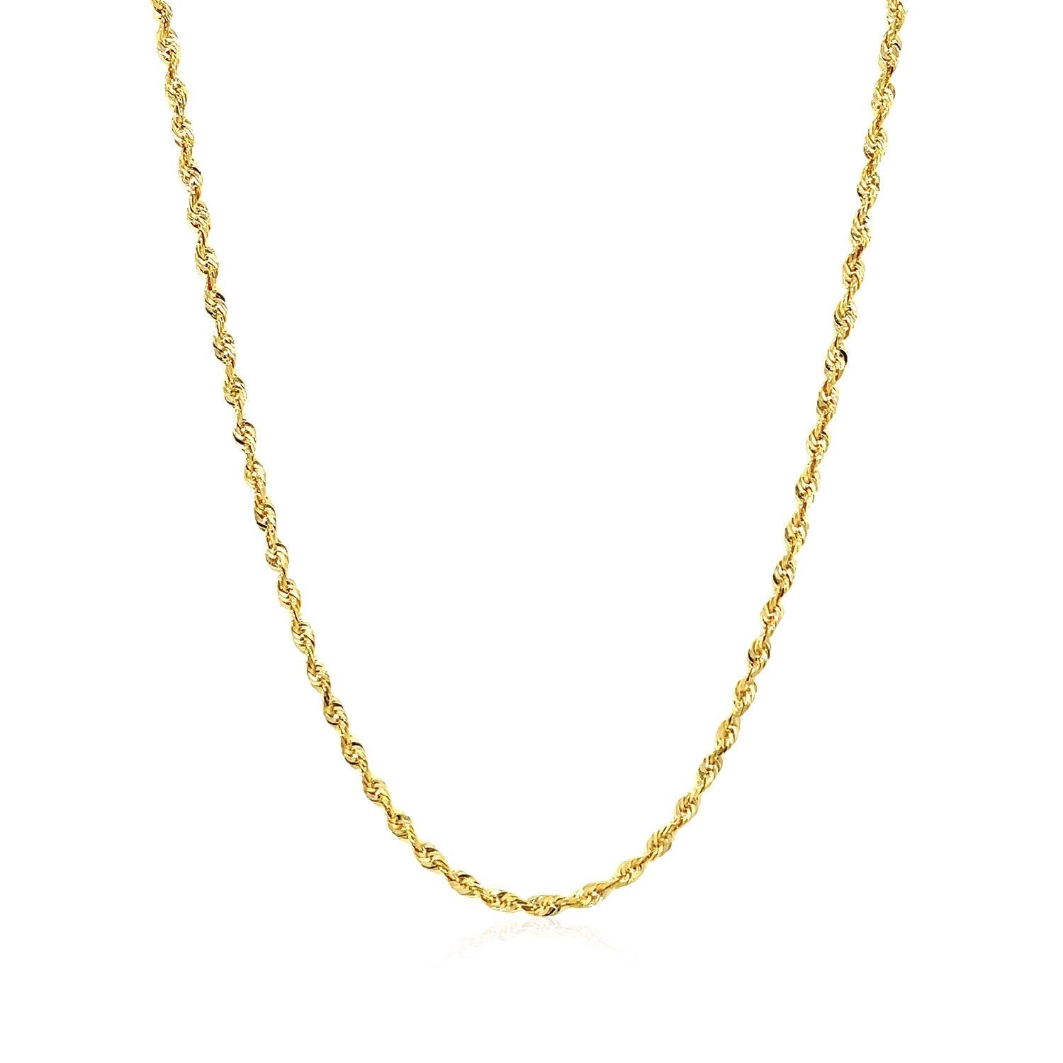 2.0mm 14k Yellow Gold Solid Diamond Cut Rope Chain Bids.com