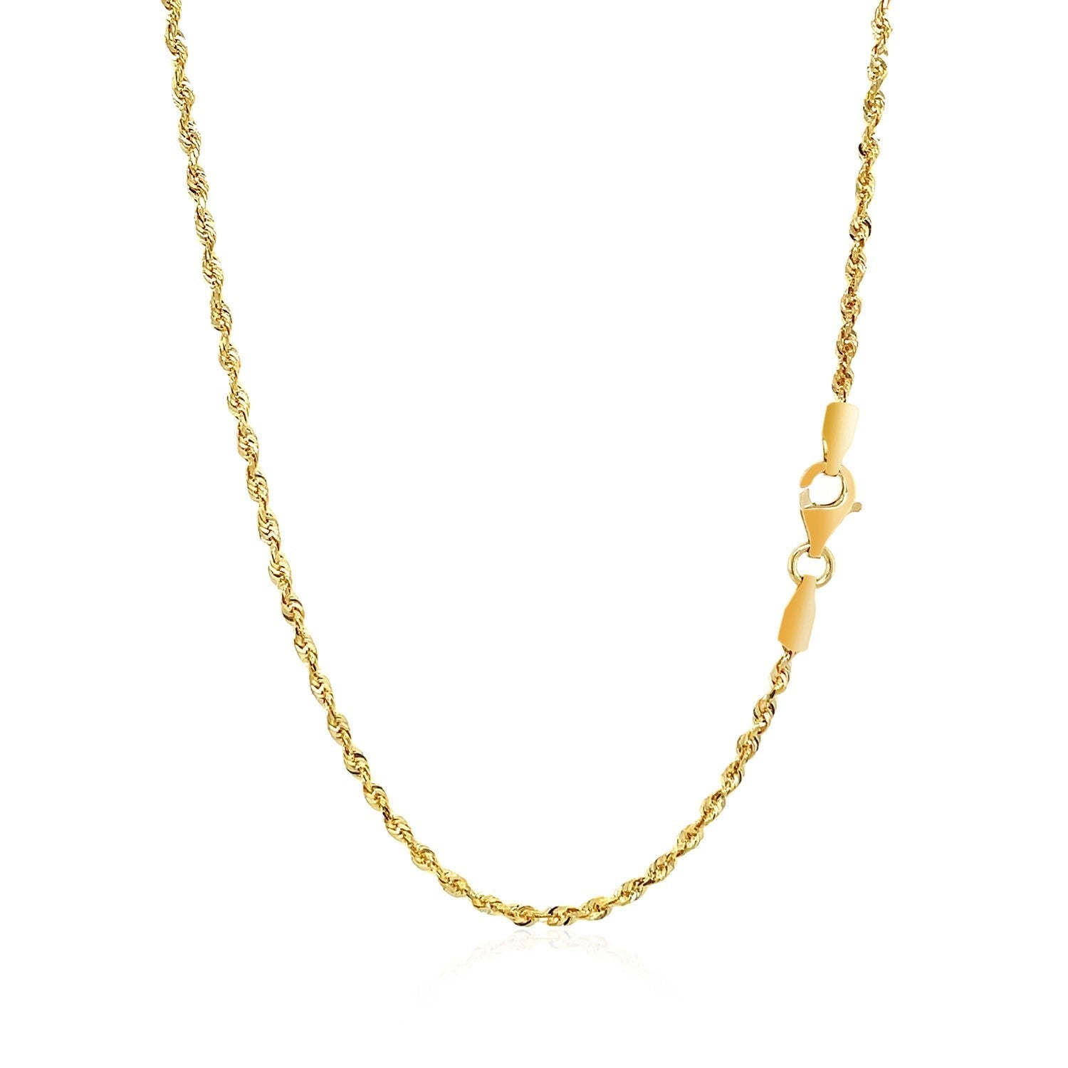 2.0mm 14k Yellow Gold Solid Diamond Cut Rope Chain Bids.com