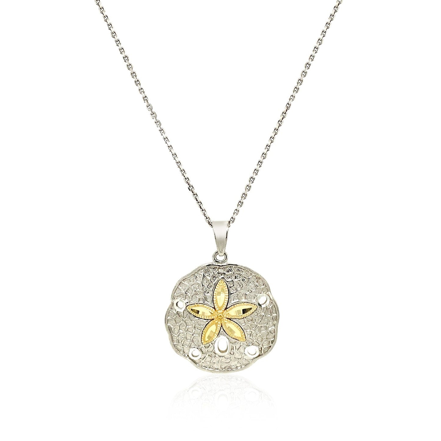 Designer Sterling Silver and 14k Yellow Gold Sand Dollar Pendant Bids.com