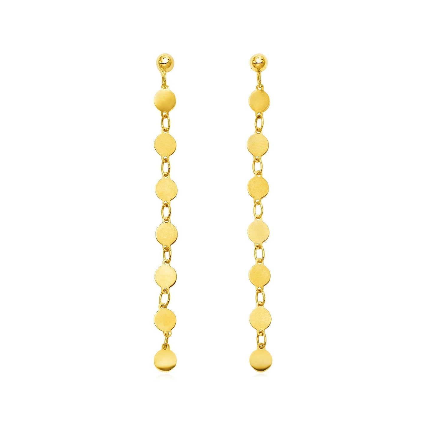 14k Yellow Gold Post Dangle Earrings with Polished Circles Bids.com
