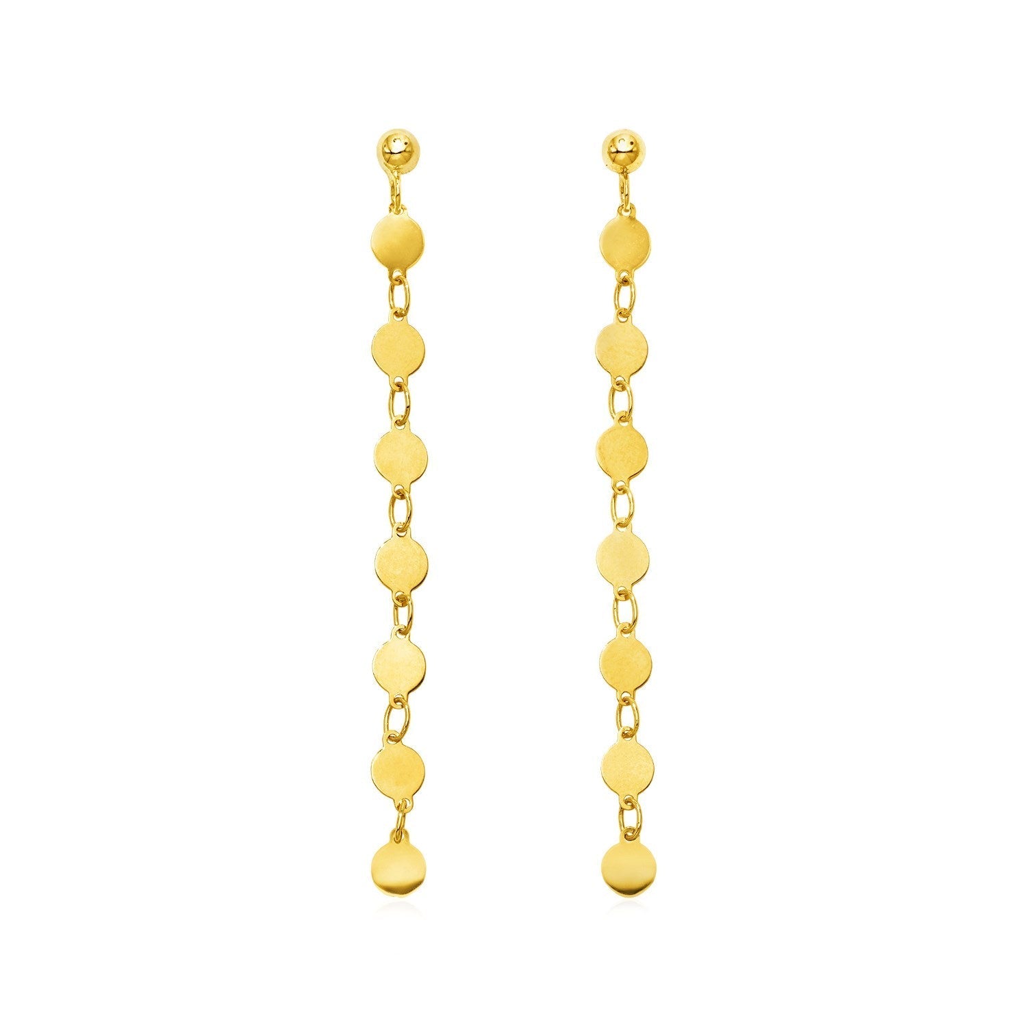 14k Yellow Gold Post Dangle Earrings with Polished Circles Bids.com