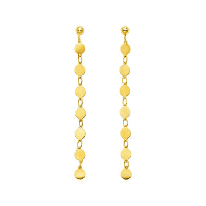 14k Yellow Gold Post Dangle Earrings with Polished Circles Bids.com