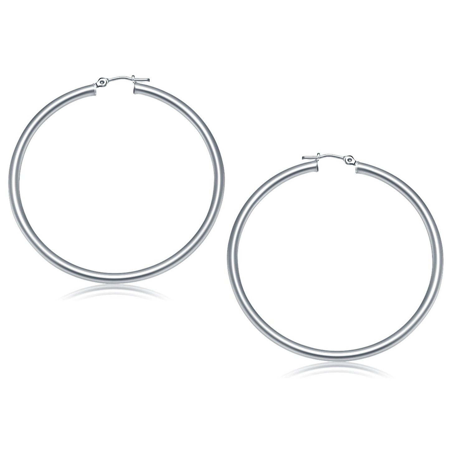 14k White Gold Polished Hoop Earrings (50 mm) Bids.com