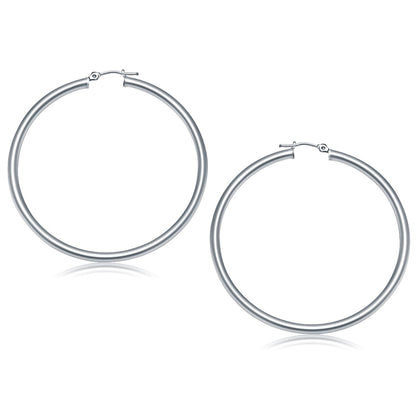 14k White Gold Polished Hoop Earrings (50 mm) Bids.com