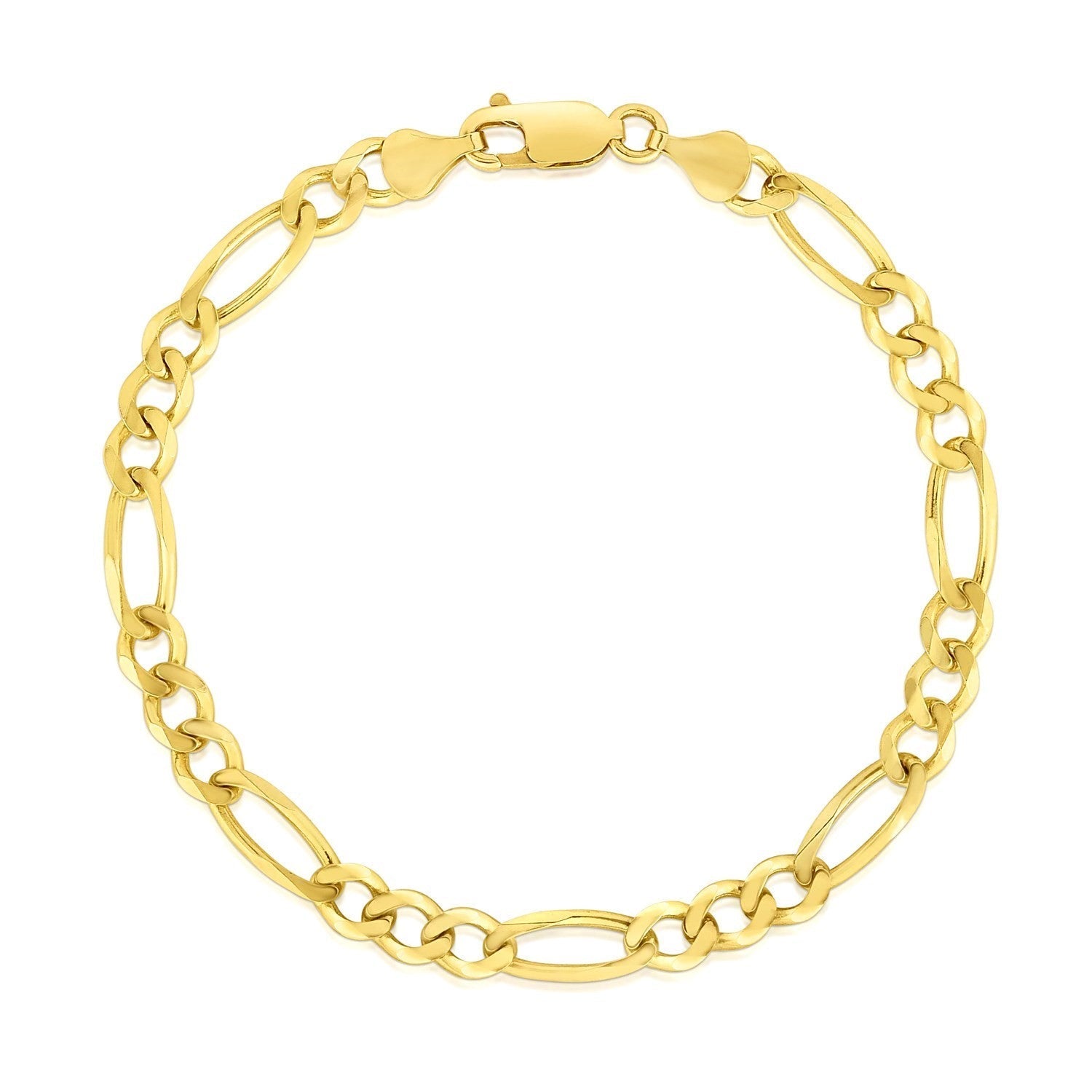 10k Yellow Gold Solid Figaro Bracelet (4.50 mm) Bids.com