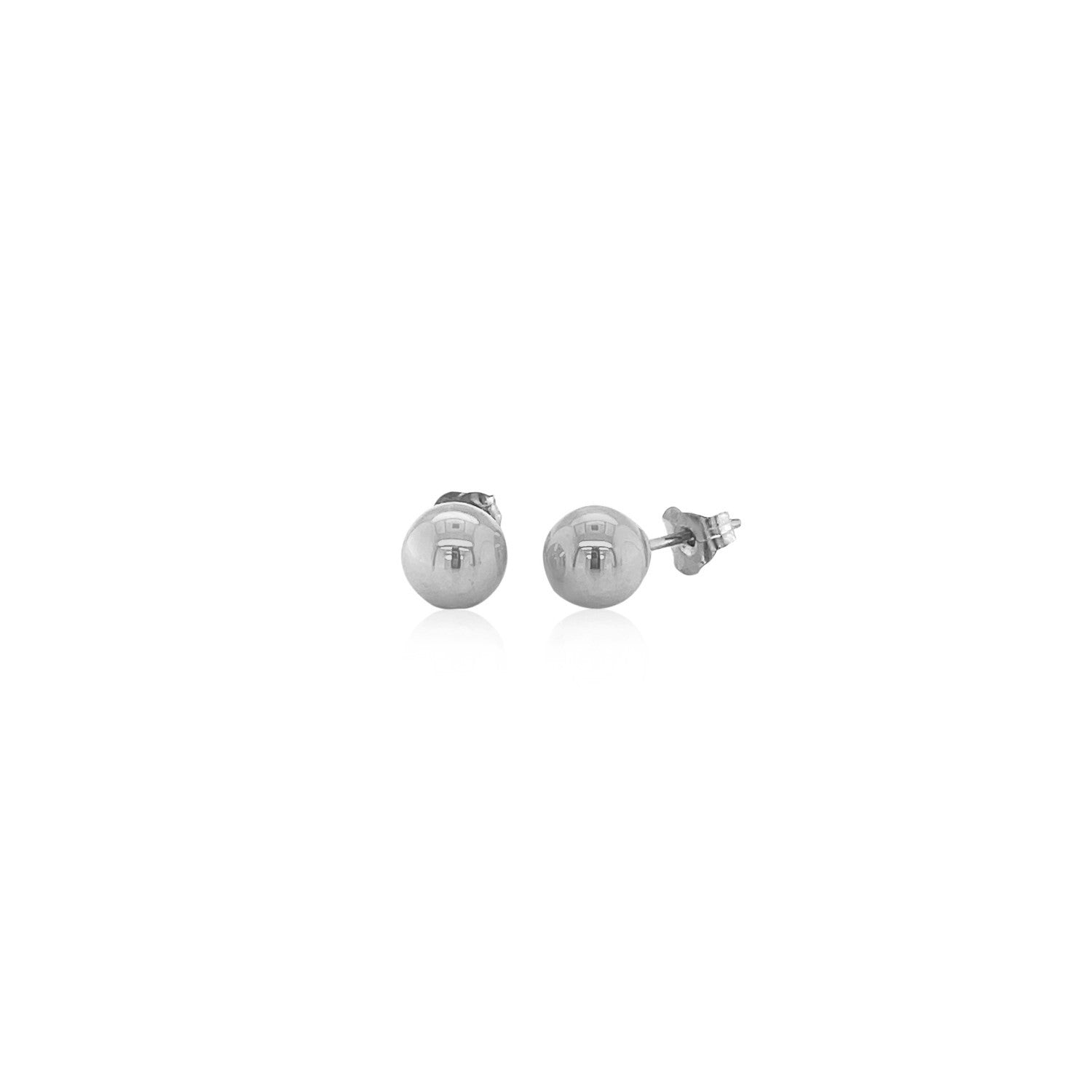 14k White Gold Classic Round Stud Earrings (6.0 mm) Bids.com