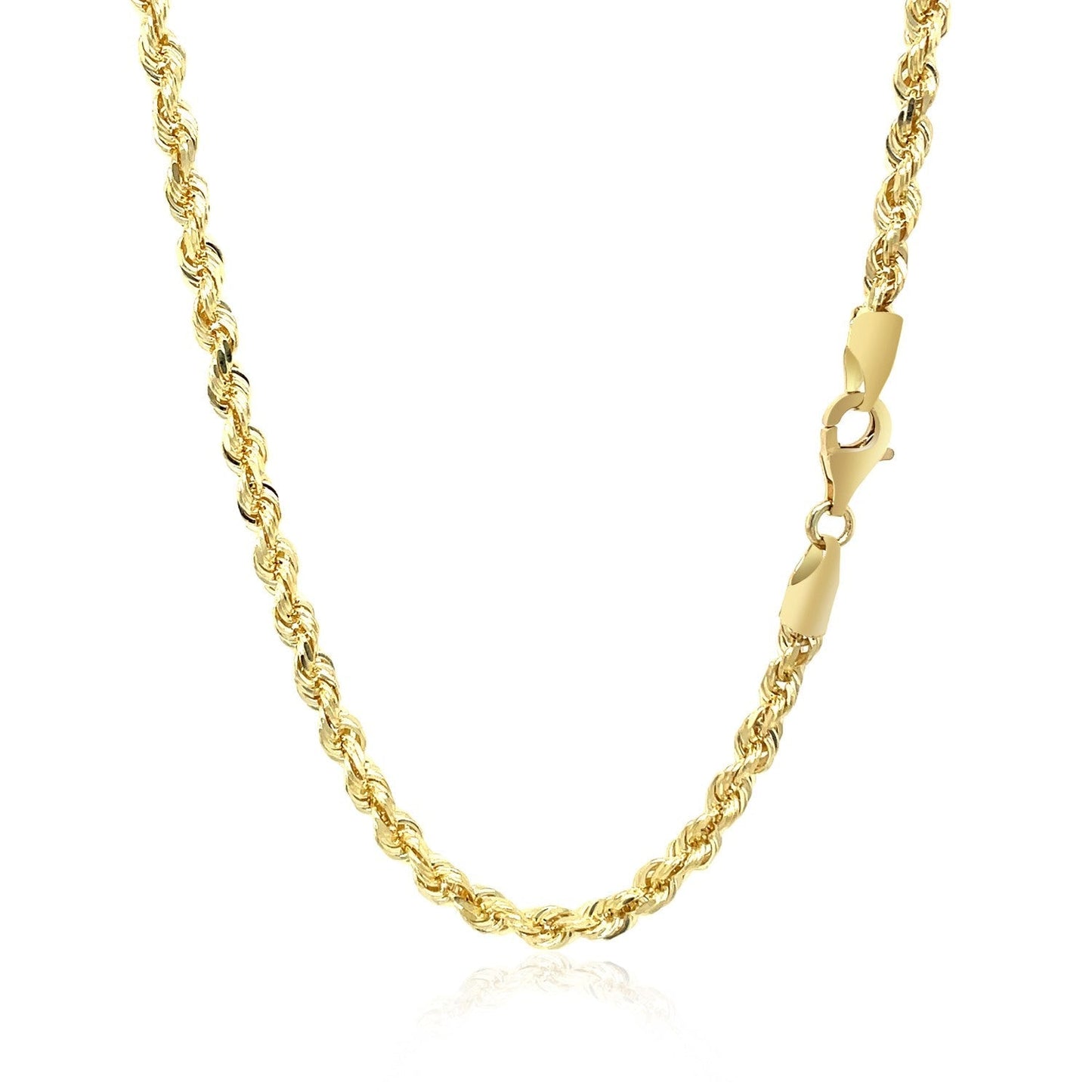 3.5mm 10k Yellow Gold Solid Diamond Cut Rope Chain Bids.com