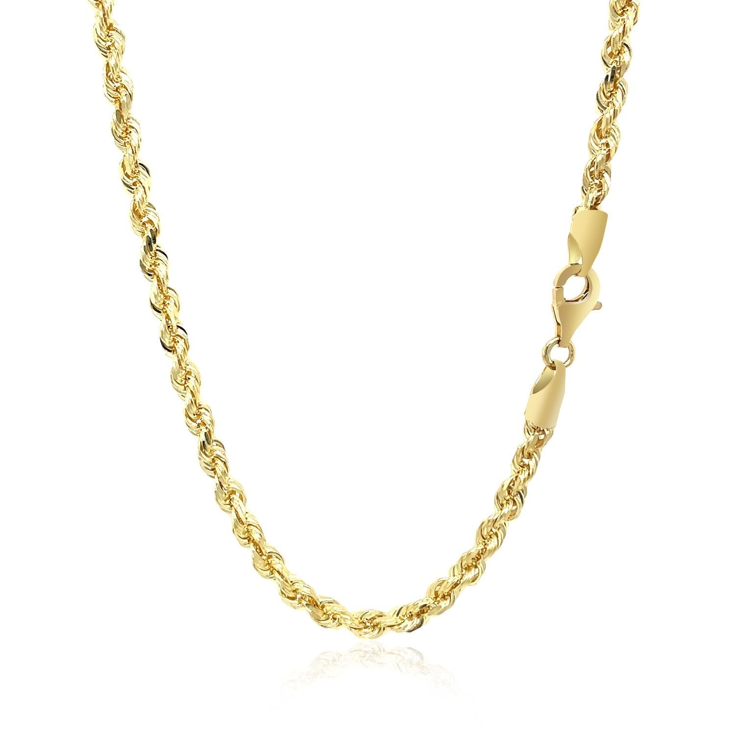 3.5mm 10k Yellow Gold Solid Diamond Cut Rope Chain Bids.com