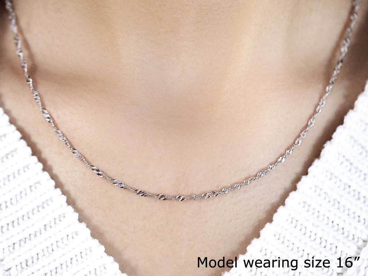 14k White Gold Singapore Chain 1.7mm Bids.com