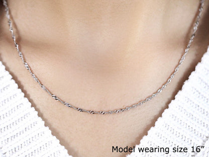 14k White Gold Singapore Chain 1.7mm Bids.com