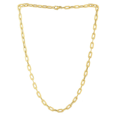 14k Yellow Gold Oval Domed Paperclip Chain Necklace (5.30 mm) Bids.com