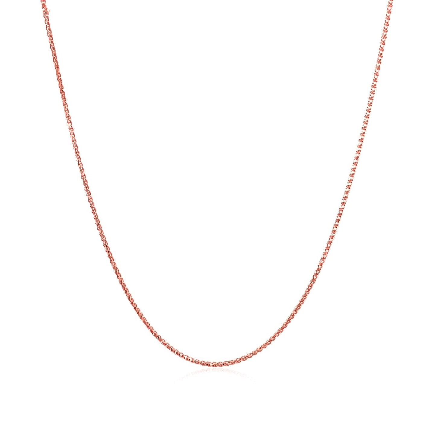 14k Rose Gold Diamond Cut Round Wheat Chain 0.6mm Bids.com