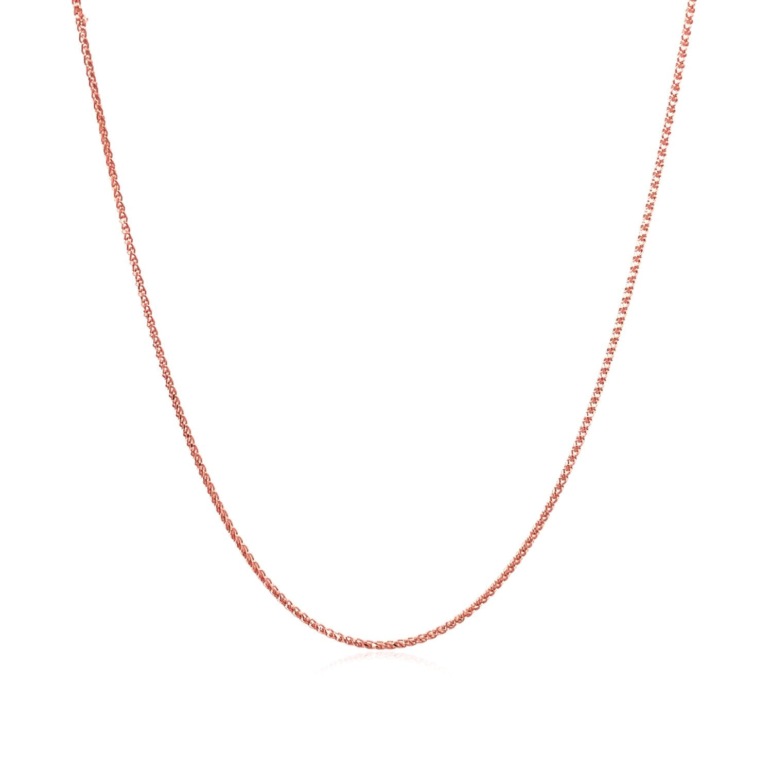14k Rose Gold Diamond Cut Round Wheat Chain 0.6mm Bids.com