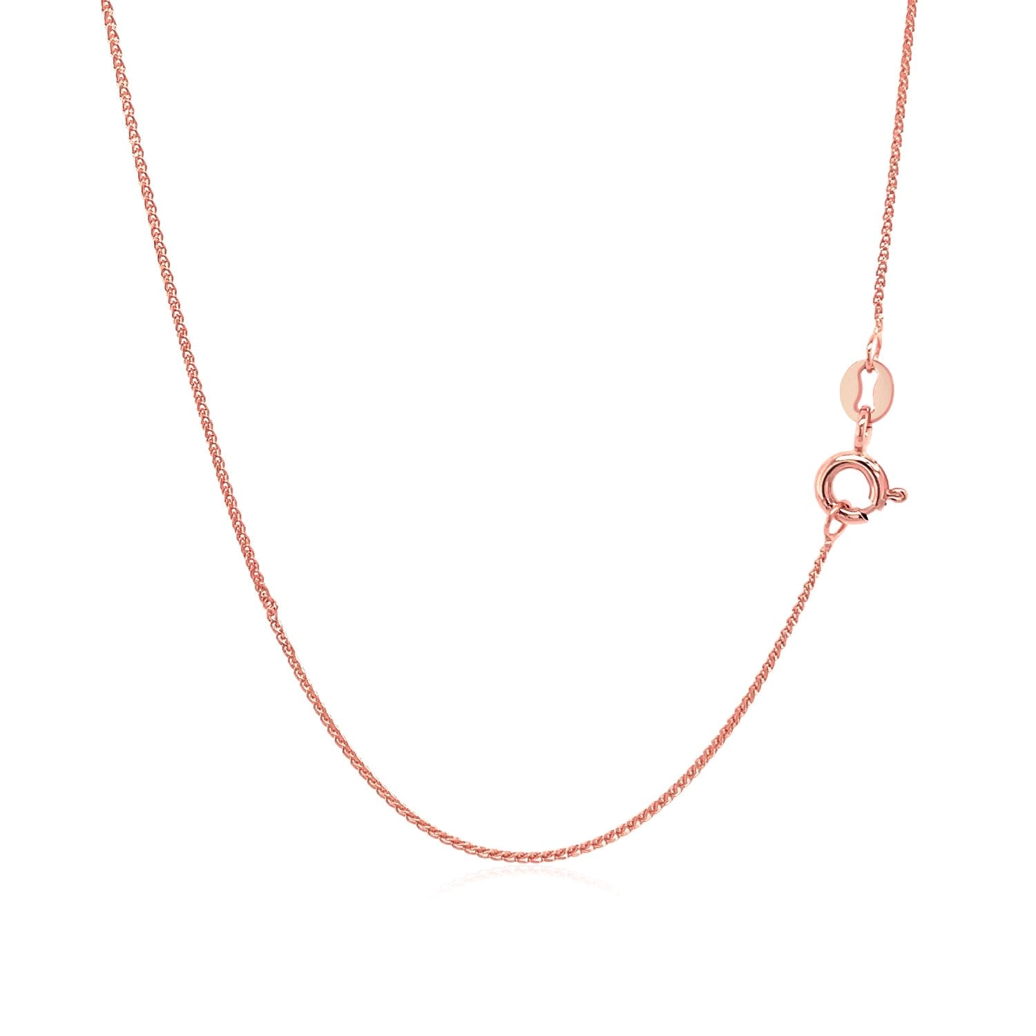 14k Rose Gold Diamond Cut Round Wheat Chain 0.6mm Bids.com