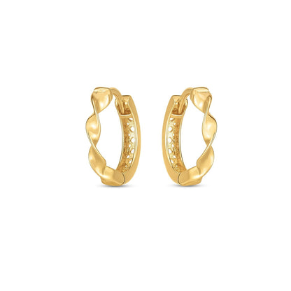 14k Yellow Gold Twist Huggie Hoops Bids.com