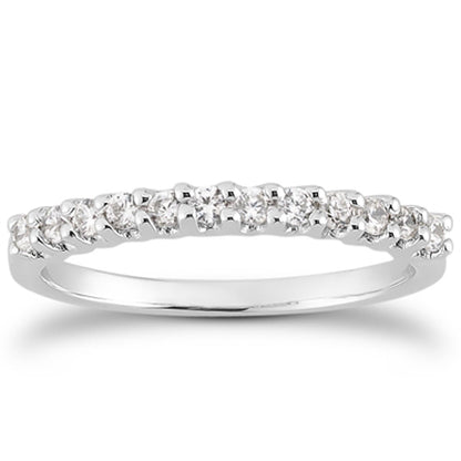 14k White Gold Fancy U Setting Shared Prong Diamond Wedding Ring Band Bids.com