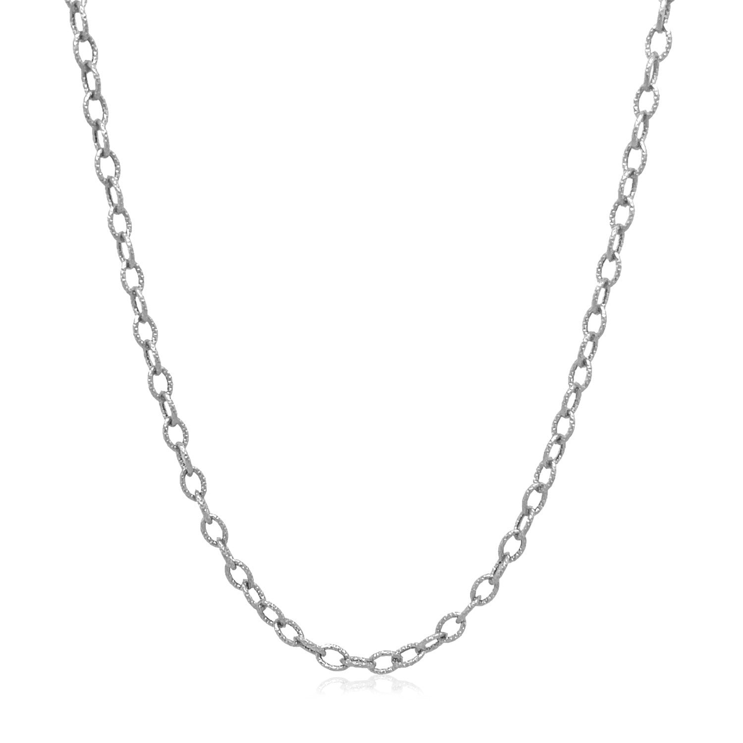2.5mm 14k White Gold Pendant Chain with Textured Links Bids.com