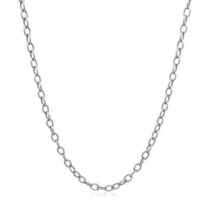 2.5mm 14k White Gold Pendant Chain with Textured Links Bids.com