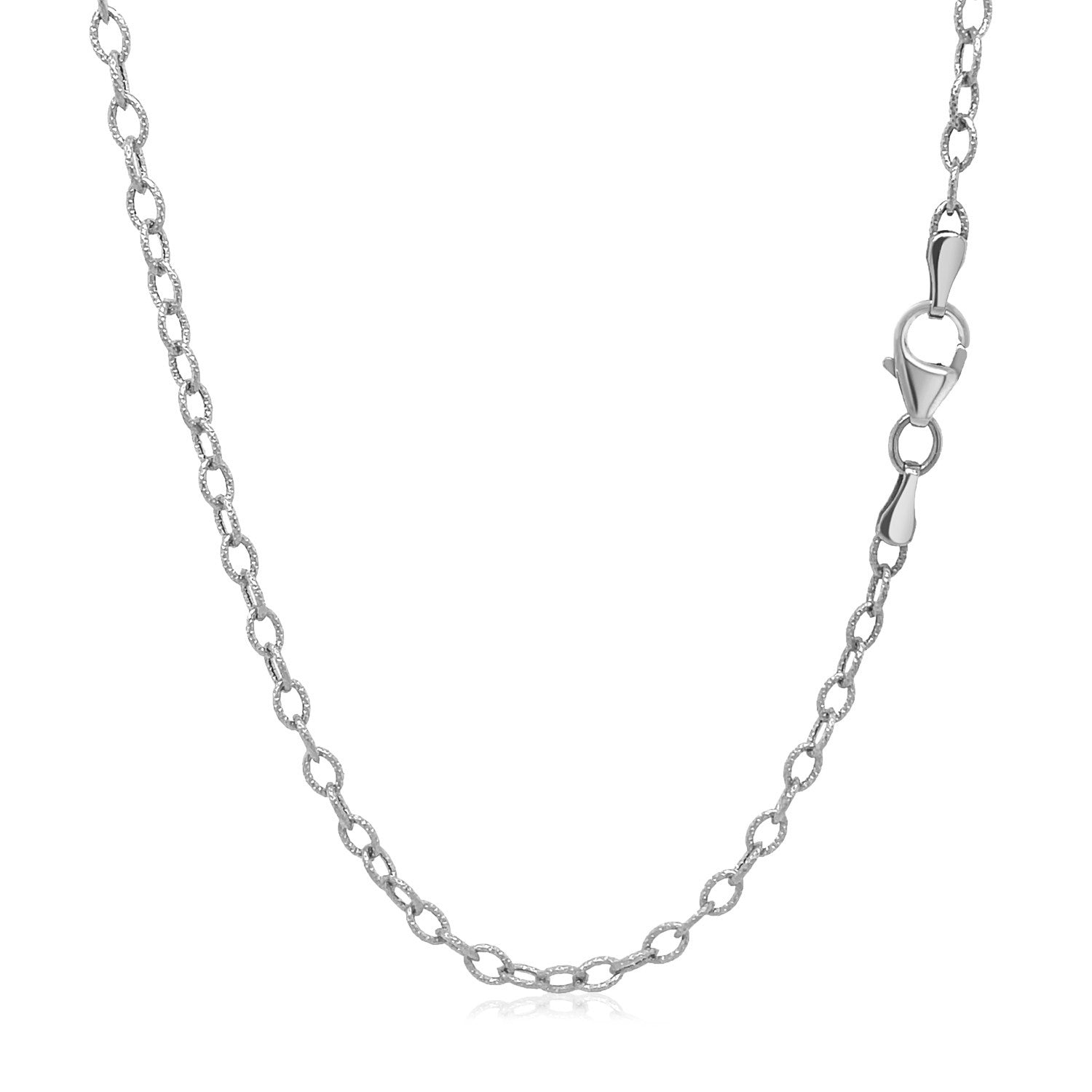 2.5mm 14k White Gold Pendant Chain with Textured Links Bids.com