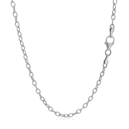 2.5mm 14k White Gold Pendant Chain with Textured Links Bids.com