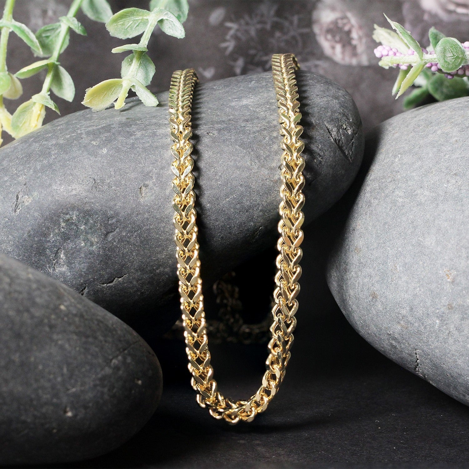 3.9mm 14k Yellow Gold Square Franco Chain Bids.com