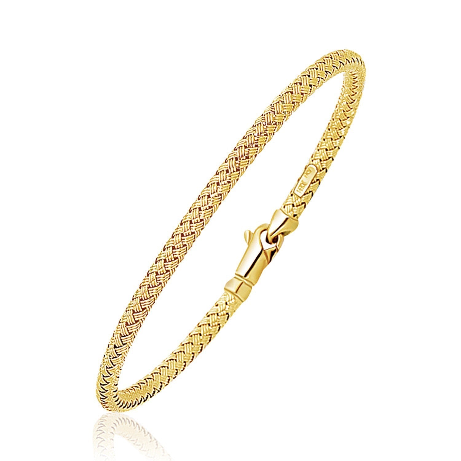 Fancy Weave Bangle in 14k Yellow Gold (3.0mm) Bids.com