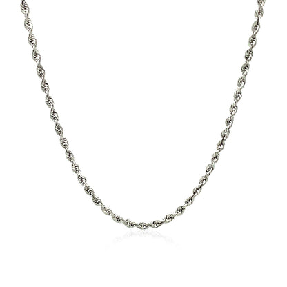 2.25mm 14k White Gold Solid Diamond Cut Rope Chain Bids.com