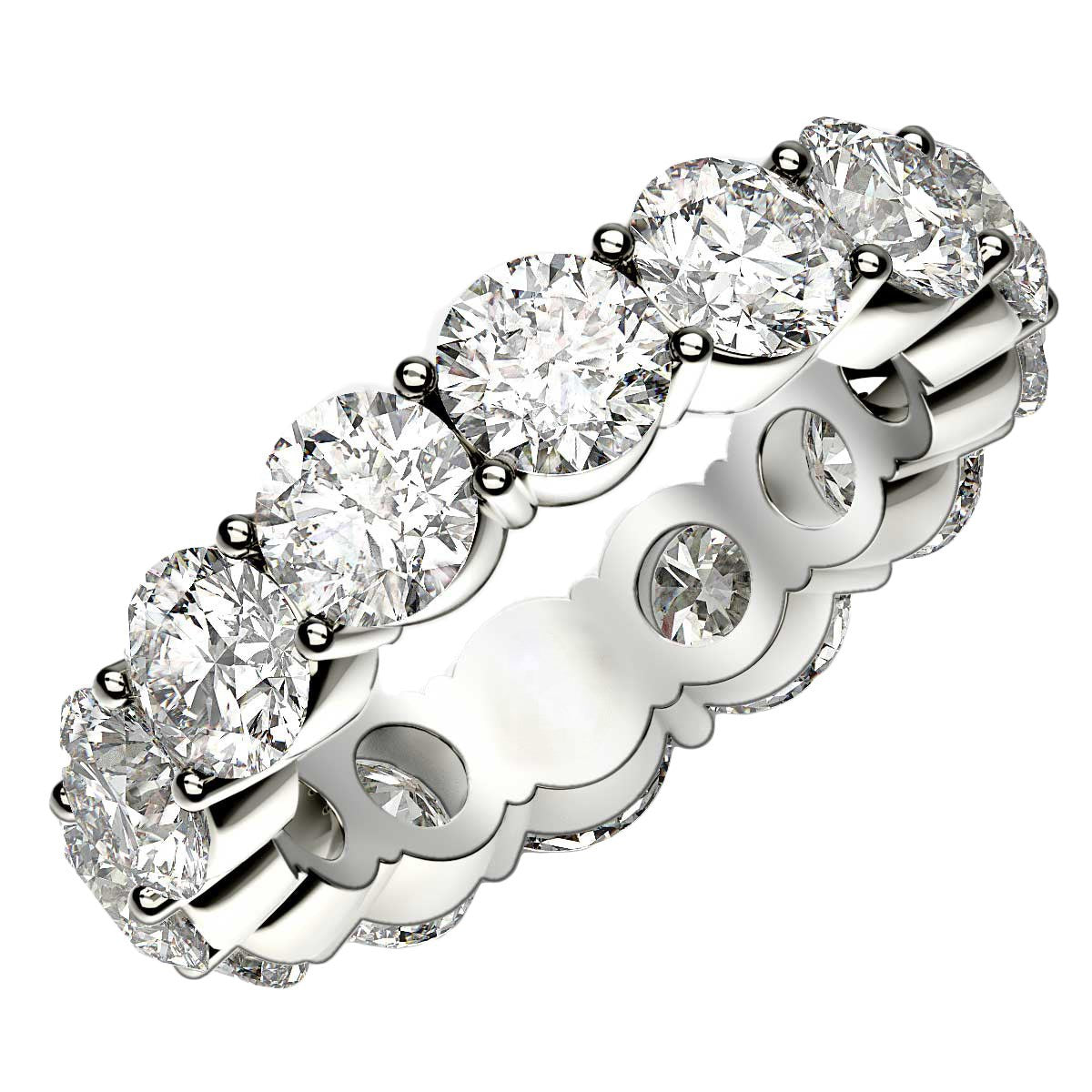 Round Cut Lab Grown Diamond Eternity Ring in 14k White Gold (6 cttw FG/VS2) Bids.com