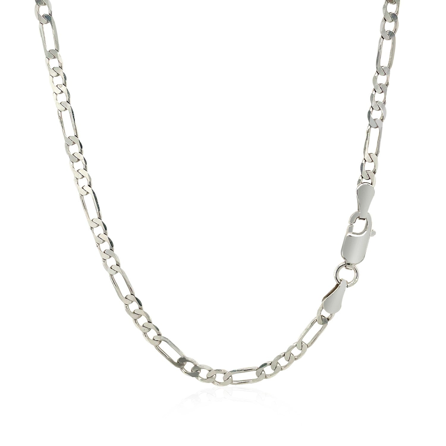 3.0mm 14k White Gold Solid Figaro Chain Bids.com