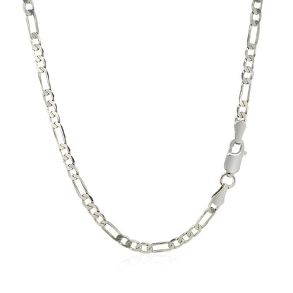 3.0mm 14k White Gold Solid Figaro Chain Bids.com
