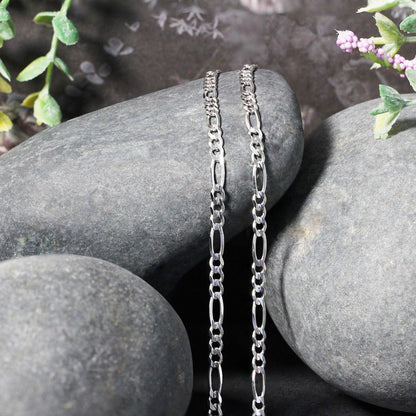3.0mm 14k White Gold Solid Figaro Chain Bids.com