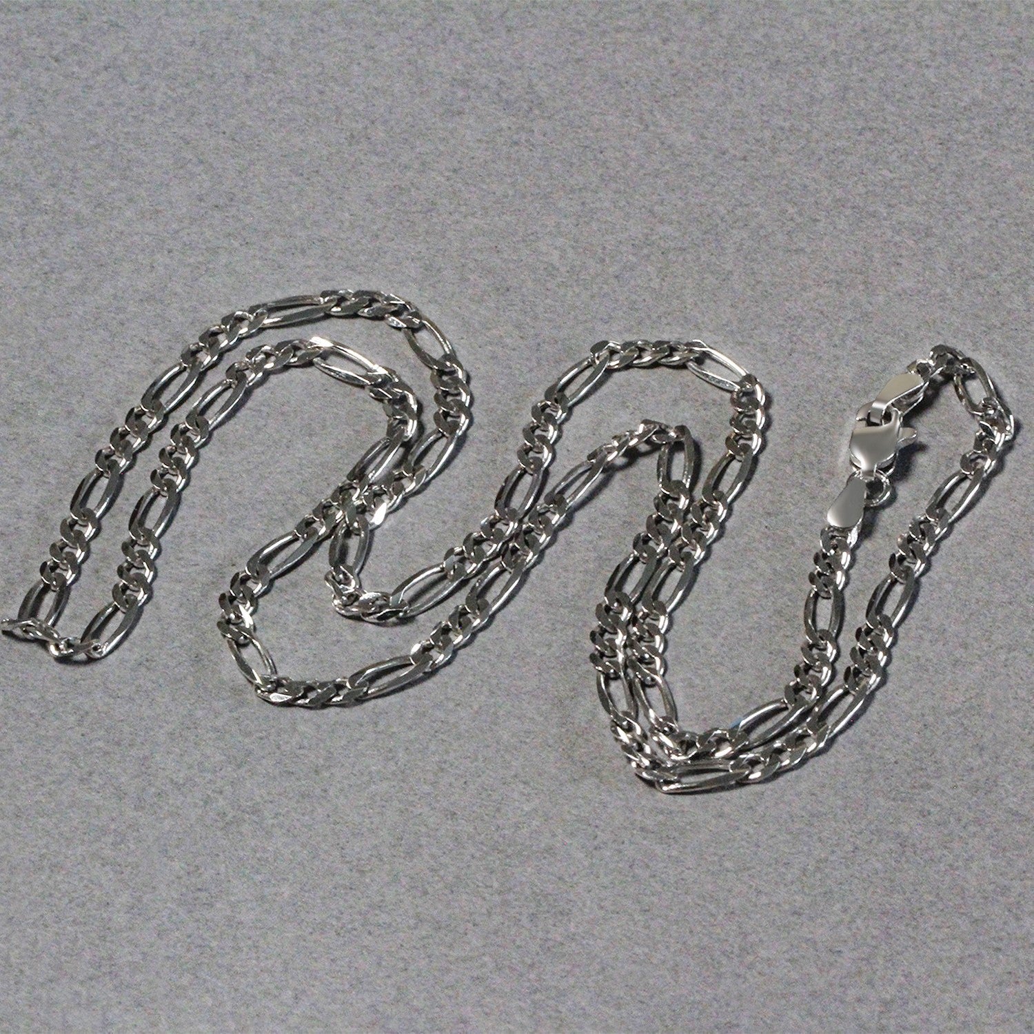 3.0mm 14k White Gold Solid Figaro Chain Bids.com