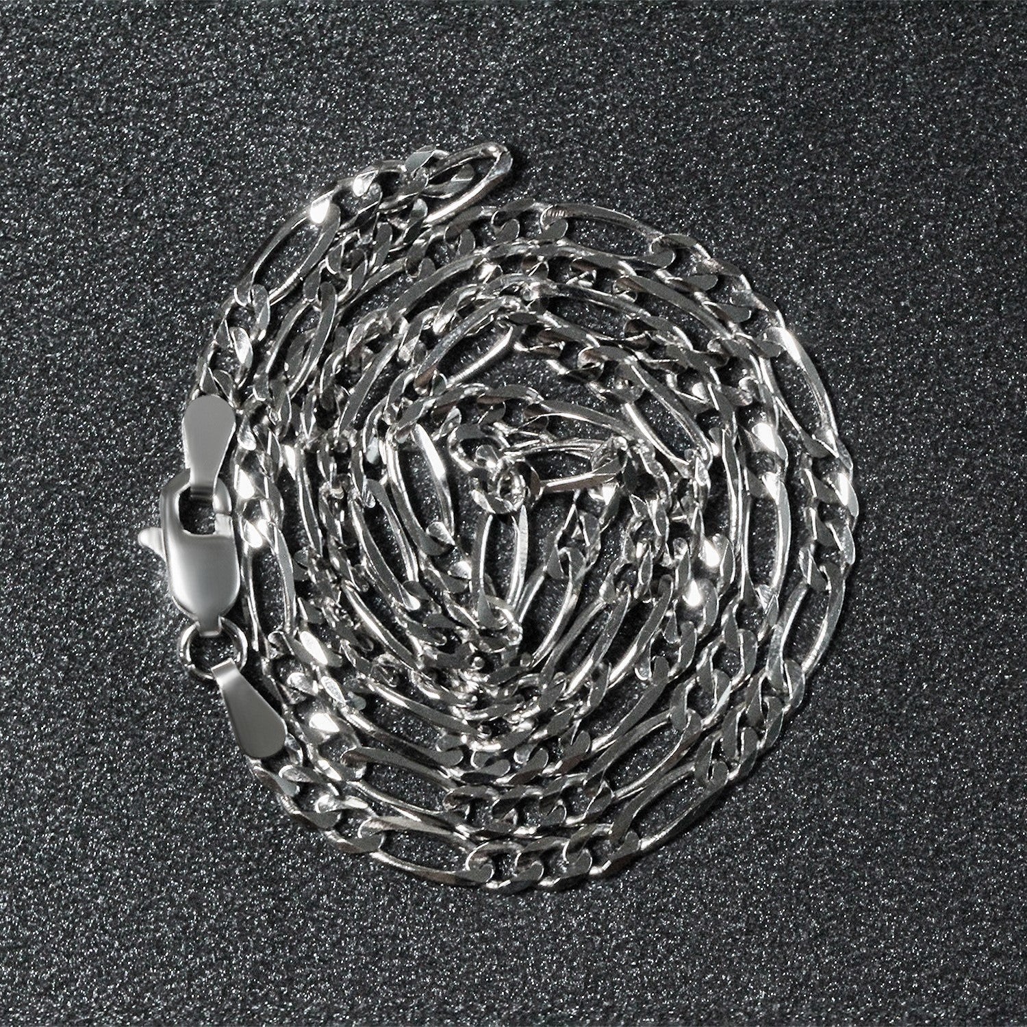 3.0mm 14k White Gold Solid Figaro Chain Bids.com
