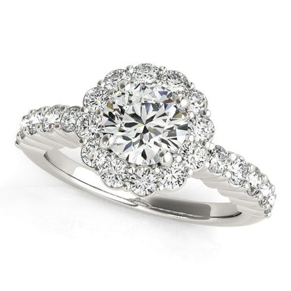 14k White Gold Round Floral Motif Diamond Engagement Ring (1 5/8 cttw) Bids.com