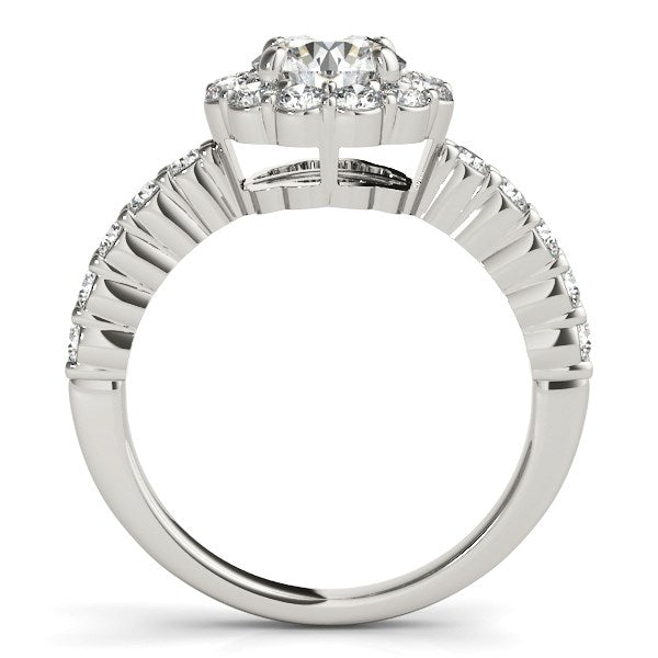 14k White Gold Round Floral Motif Diamond Engagement Ring (1 5/8 cttw) Bids.com