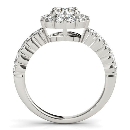 14k White Gold Round Floral Motif Diamond Engagement Ring (1 5/8 cttw) Bids.com