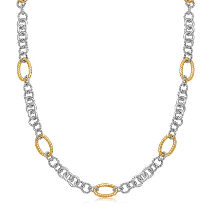 18k Yellow Gold and Sterling Silver Rhodium Plated Multi Style Chain Necklace Bids.com