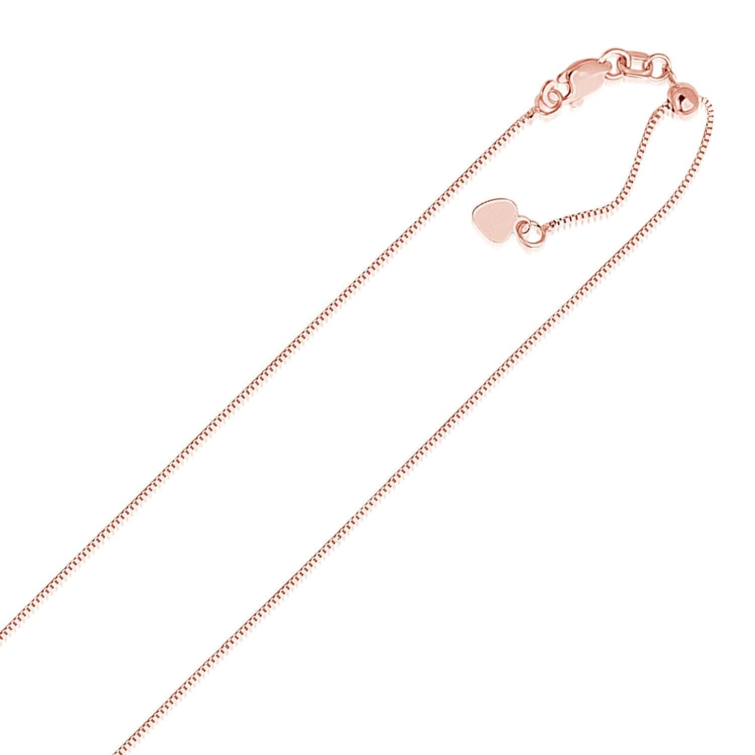 14k Rose Gold Adjustable Box Chain 0.7mm Bids.com