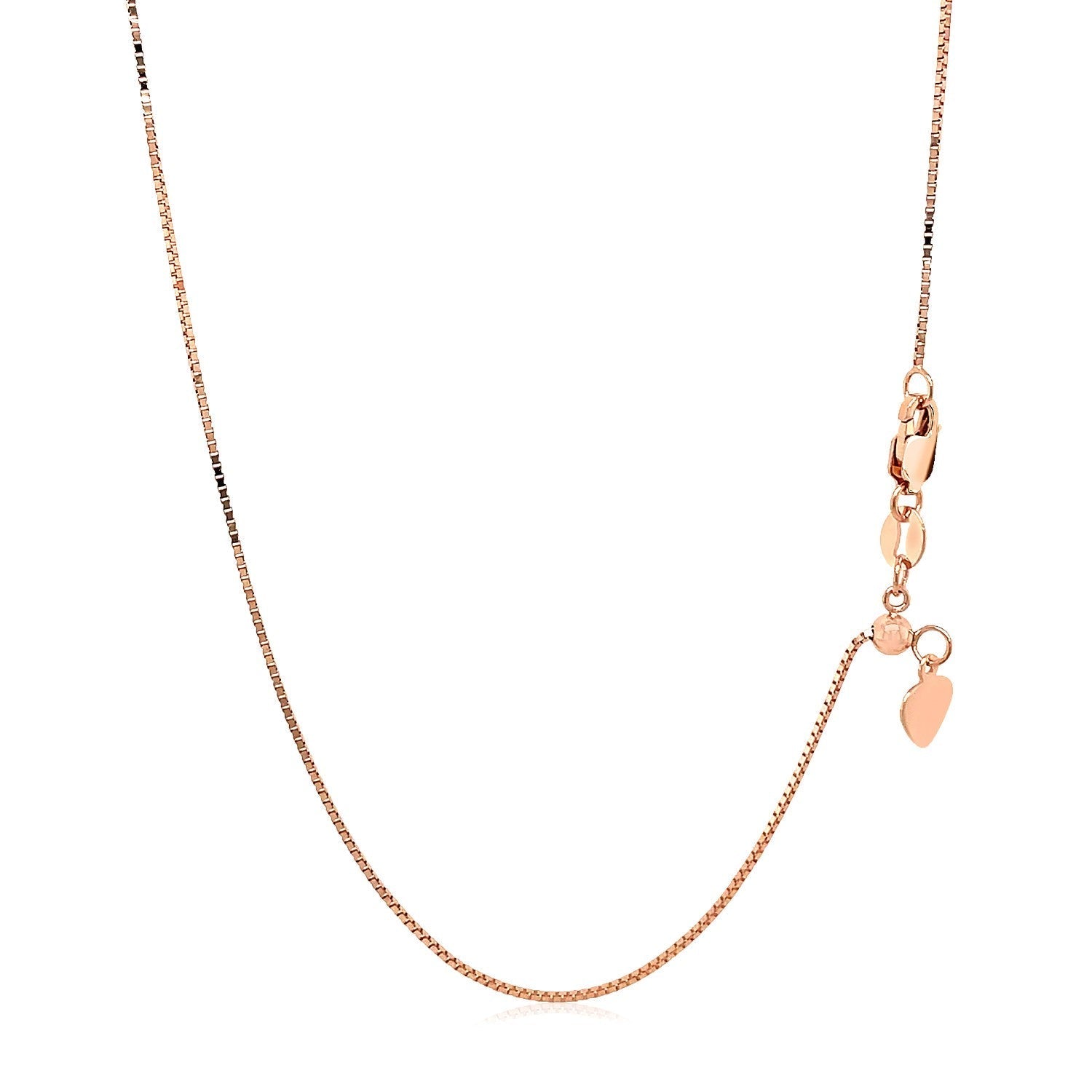 14k Rose Gold Adjustable Box Chain 0.7mm Bids.com