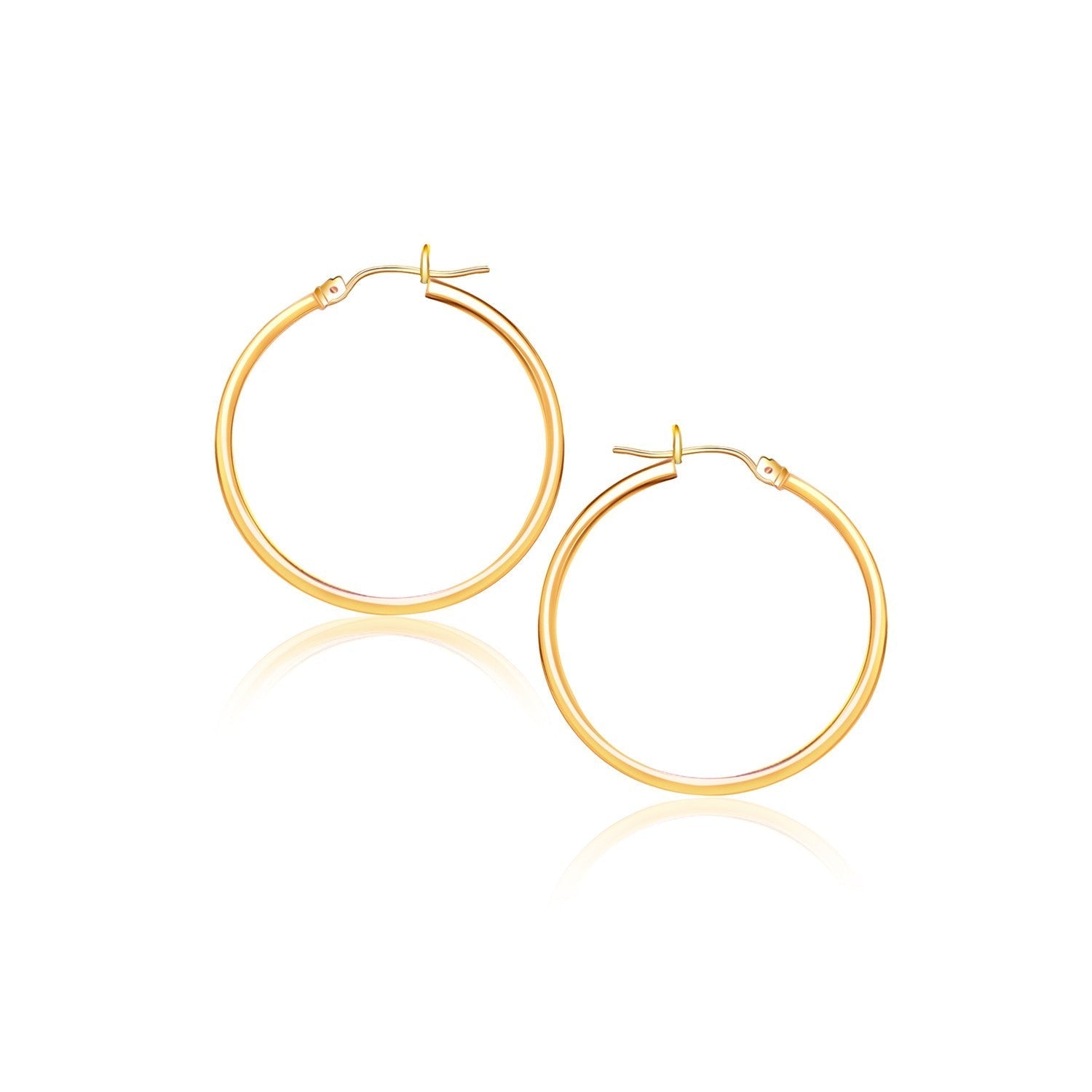 14k Yellow Gold Polished Hoop Earrings (2x40mm) Bids.com