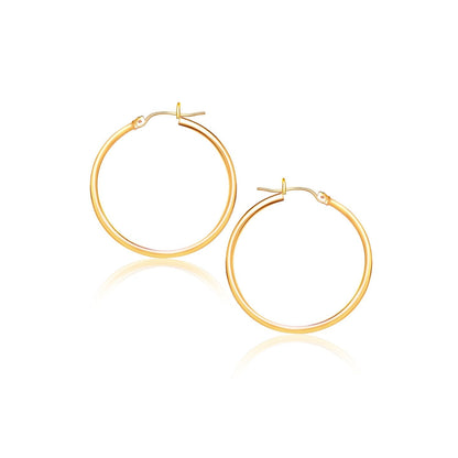 14k Yellow Gold Polished Hoop Earrings (2x40mm) Bids.com